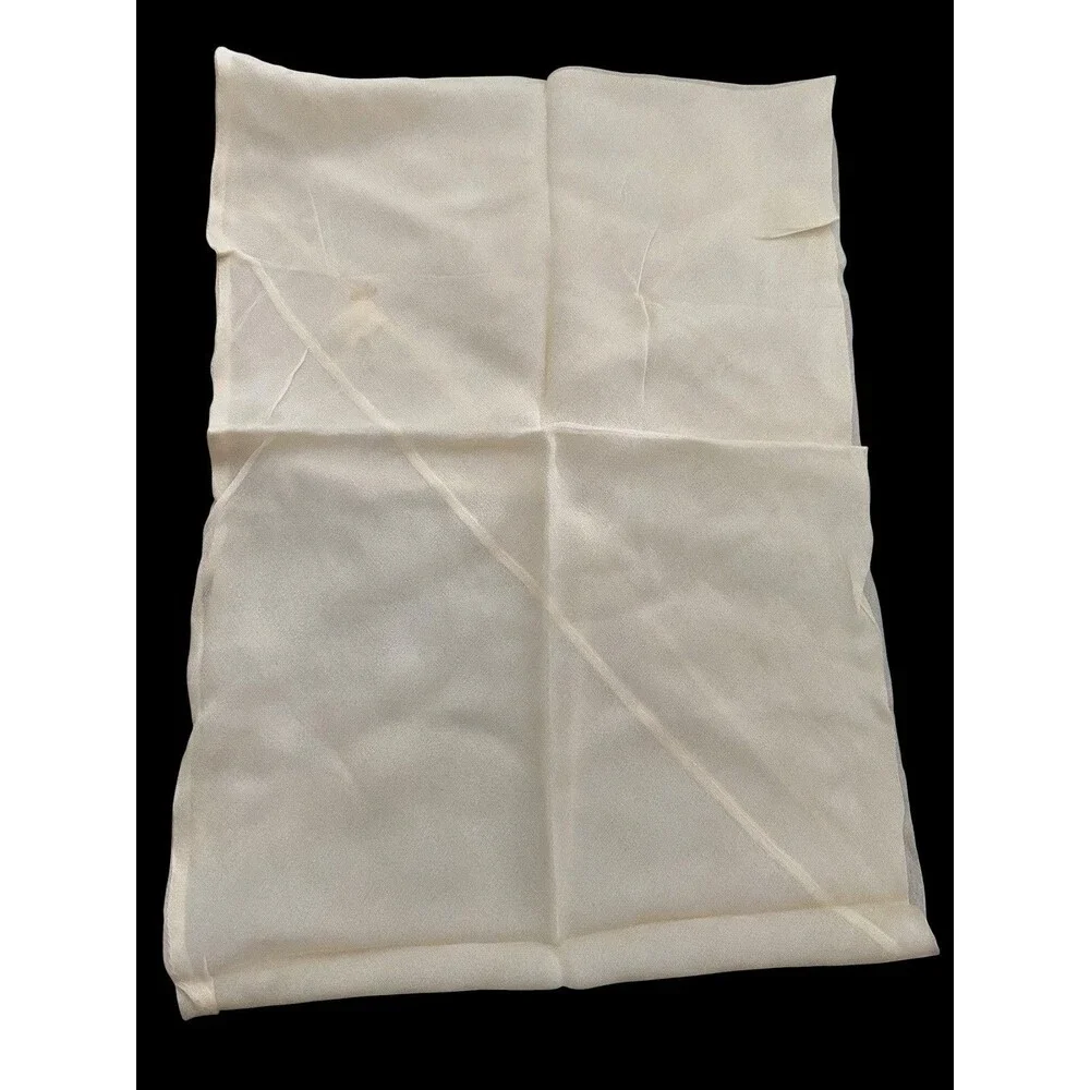 Vintage 60s Vera Neumann Scarf Ivory Silk Infinity Circle Sheer Chiffon